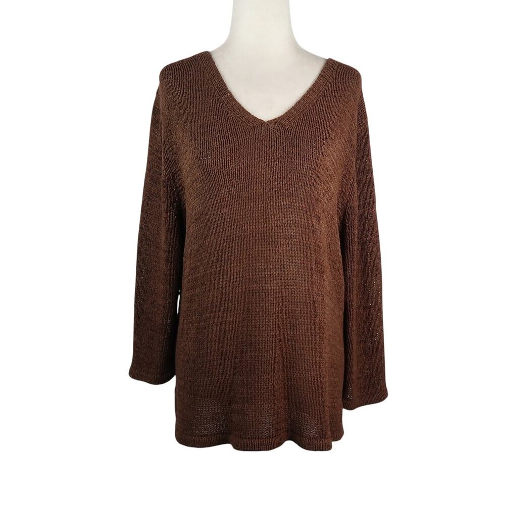 Vintage 90s August Silk Chocolate Brown V-Neck Pullover Sweater L